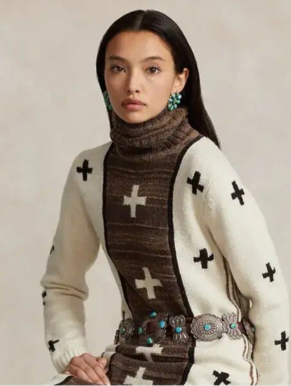 Polo Ralph Lauren X Naomi Glasses Wool-Blend Dress XL Southwestern Native Navajo - Picture 2 of 16